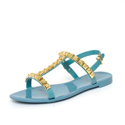 China 2021 Fashion Trend Girls Jelly Water Flats Womens Fashion Sandals Manufacturer Wholesale PVC Summer Korean Women Shoes New Jelly Sandal Shoes for sale