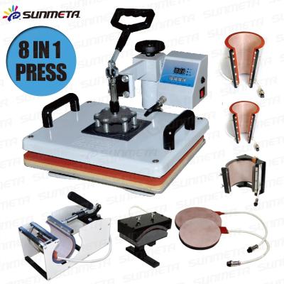 China Garment Shops High Quality Freesub 8 in 1 Combo Press Machine Heat Sublimation Mug T-shirt Magic Printing Machine for sale