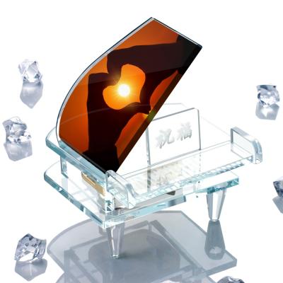 China Clear China Top Fashionable Wedding Favors Birthday Gifts Sublimation Crystal Piano For Decoration for sale