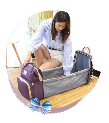 China Hot Selling Anti-theft Wholesale Mummy Baby Crib Diaper Backpack Large Capacity Portable Waterproof Mummy Backpack Foldable Bag for sale