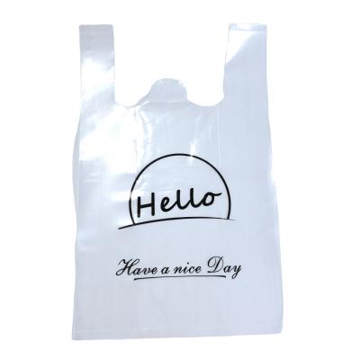 China Recyclable Cheap Price Pharmacies Shopping Bag T-shirt Supermarket Store Biodegradable Transparent White Plastic Bag pp for sale