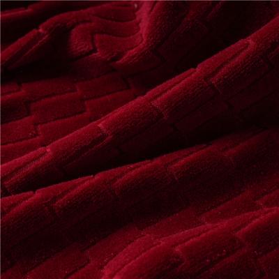 China Jacquard Fleece Fabric Chemical Fiber Solid Color Manufacturer Selling Stretch Home Textile RED Knitted Spandex / Polyester for sale