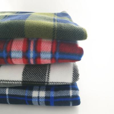 China Cheap Price Custom Multicolor Plaid Printed Micro Polar Fleece Fabric for Garment for sale