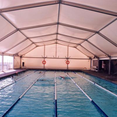 China Large size 6061/T6 aluminum frame aluminum structure shed tent marquee for indoor swimming stadium with 100KM/houre wind resistance design for sale