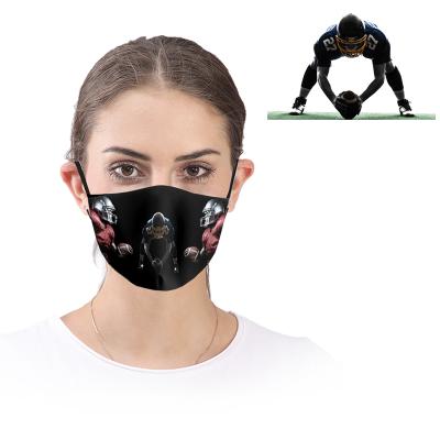 China Adult Custom Made Cloth Facemask Rugby American Football Polyester Cotton Adjustable Reusable Face Mask for sale