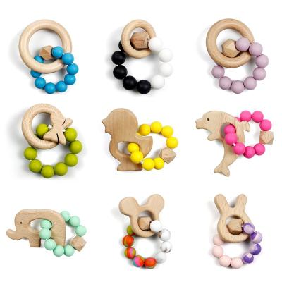 China Bead Teether Bracelet Customized Silicone Chew Beads Teether Food Grade Baby Teether Teether Bead Bracelet Gently Click for sale