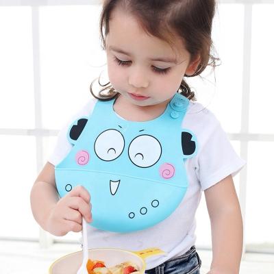 China Silicone Washable Baby Bib With Food Catcher Logo High Quality Food Grade Custom Soft Waterproof Support Cute Baby Wears Customized Color for sale