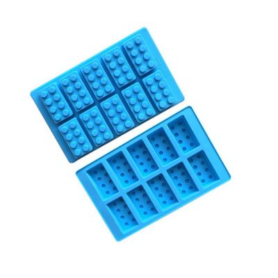 China New Design DIY Chocolate Building Block Mold Sustainable Candy Mold Food Grade Tool 10 Holes Silicone Baking Mold for sale