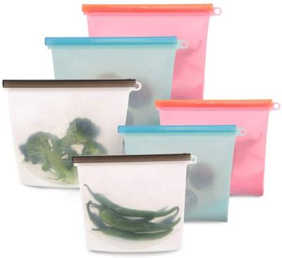 China Reusable Freshness Storage Food Bags Silicone 6 Pack Airtight Food Fresh-storage Bag for sale