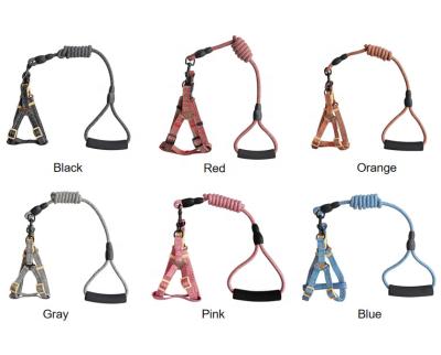 China Dogs Fashion Simple Design High Quality Polyester Cat Harness With Stretch Leash Colorful Telescopic Pet Harness Walking Set for sale