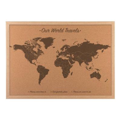 China TIANLEICORK DRAWING BOARD Wood Structure Rectangle World Map Cork Board for sale