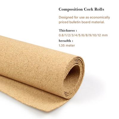 China TIANLEICORK 1mm-12mm Thickness Modern Wholesale High Density Cork Sheet Board Self Adhesive Cork Rolls for sale