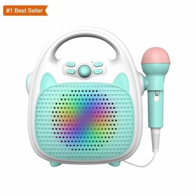 China Jumon Bluetooth Kids Portable Karaoke Machine Speaker with Microphone Girls Boys LED Light Portable Karaoke Speaker for sale