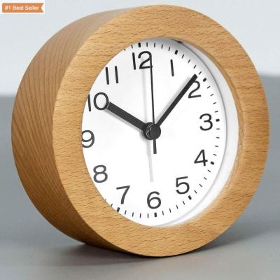 China Modern Alarm Clock Analog Jumon Wooden Cloth Liquid Natural Colored Natural Bamboo Alarm Clock for sale