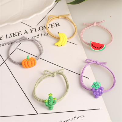 China Hair. Cartoon Hair Scrunchies Decoration Lovely Fruit Girls Soft Rubber Band Hair Bands For Kids for sale