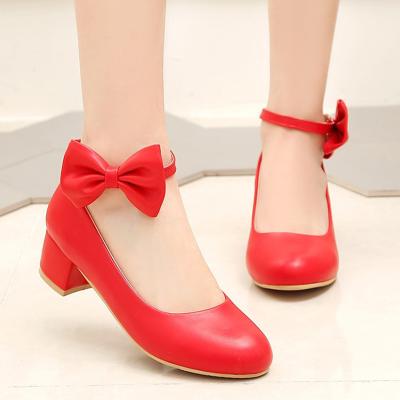 China Deodorization 2022 New Princess Shoes Children Kid Summer Fashion Bow Dress Wedding Heel Shoes Children High Heels For Girls Ballet Red Flats for sale