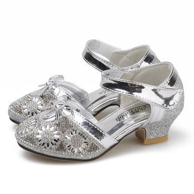 China Girls Breathable Children Fashion High Heels Spring Elegant Princess Shoes Children Party Summer Shoe With Bow for sale