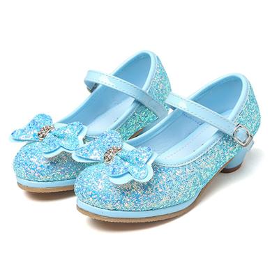 China Breathable 2022 Girls Fashion Mary Jane Glitter Bow Low Heels Kids Party Wedding Princess Dress Shoes for sale