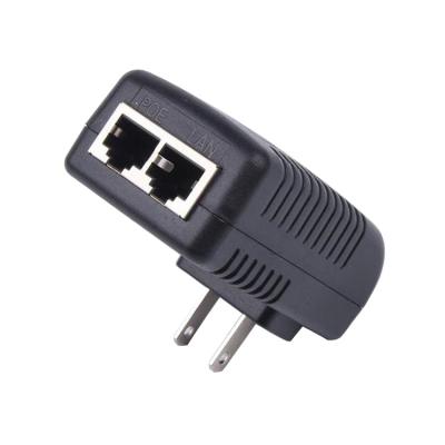 China Transmit Date and Power EU Wall Plug 48V 0.5A 24W Wall PoE Injector Power Over Ethernet Adapter 802.3af for sale