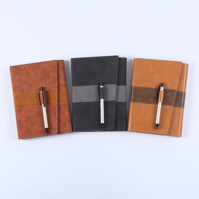 China High Quality Spiral Custom Design PU Leather Emboss Logo 6 Ring Binder Notebook With Pen for sale