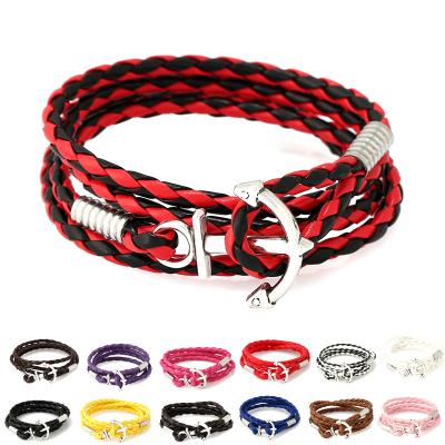 China Environmentally Friendly Unisex Colored Vintage Rope Cross Adjustable Genuine Leather Bracelet for sale