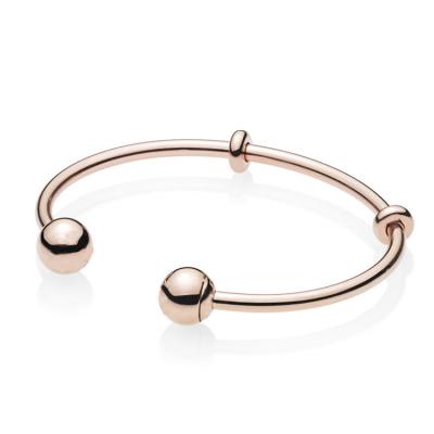 China Wholesale Silver Rose Gold Charm Bracelet Open Bangle High Quality Custom Bangle Women Bracelet for sale