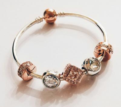 China 2019 Fashion Newcomers Rose Gold Charm Bracelet 925 Sterling Silver Bracelet With Rose Gold Charms for sale