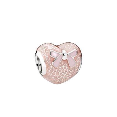 China BOHEMIA China Factory Wholesale 925 Sterling Silver Pink Heart Shape 2018 Silver Enamel Charm Pendant 925 Charm Beads For Love Mother for sale