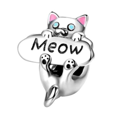 China Hot Sale 925 Sterling Silver Environmental Friendly Cat Charms Original Design Silver Charms For Snake Bracelets for sale