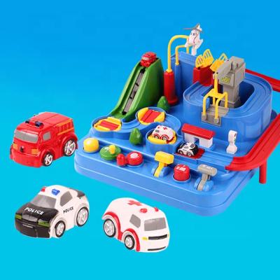 China Tik Tok Same Adventure Car Kids Eco-friendly Material Toy Big Train Set Race Slot Tracks Rail Car Adventure Railway Track Toys For Kids Play for sale