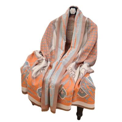 China 2021 warm winter New Europe and America trolley cashmere scarf ladies long section winter dual-use warm thick shawl for sale