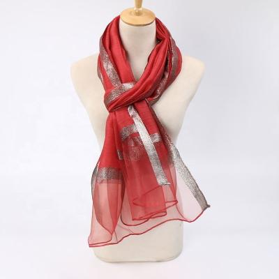 China Factory Direct Quilting Sales Brand Women Autumn Customize Satin Wrap Long Silk Scarf for sale