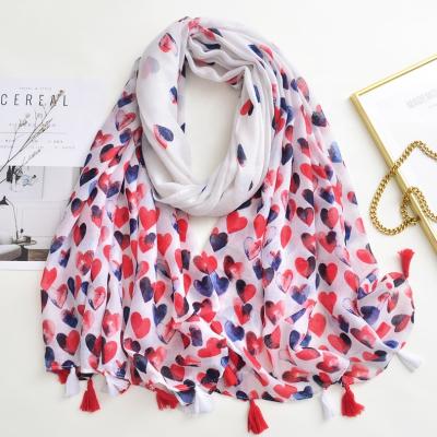 China Daily Life Ready to Ship 2021 New Arrival Women's Autumn Ethnic Style Floral Cotton Shawl Printed Ramie Scarf With Tassels for sale