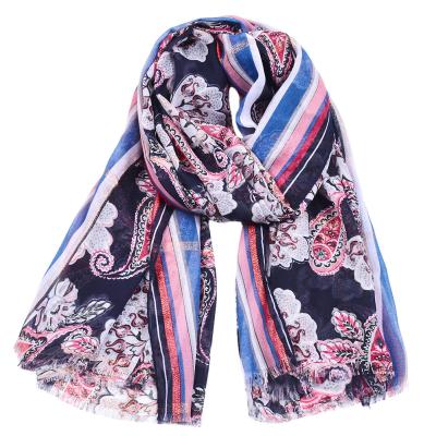 China Wholesale 2020 polyester new gold thread cashew design print scarf fashion vintage printed silk scarves ladies for sale