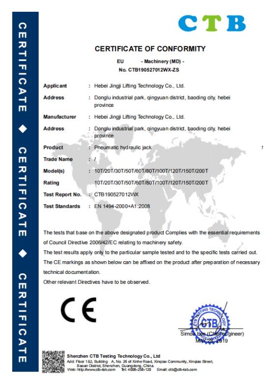 CE - Hebei Jingji Lifting Technology Co., Ltd.