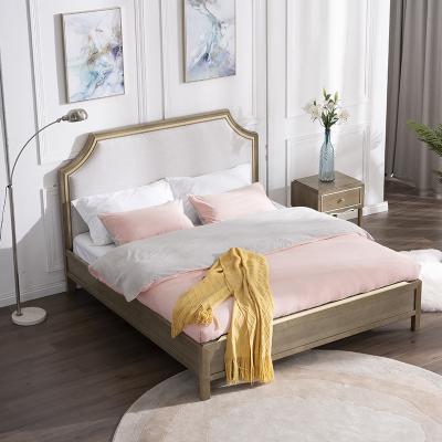 China Modern Design Modern Home Upholstery Oak Furniture Hotel Bedroom Furniture Single Luxury Solid Wood King Queen Bed Light Double Bed for sale