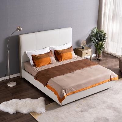 China Modern All Master Bedroom 1.8m Luxury Leather Soft Single Double Layer Solid Wood Leather Leather Bed First Bed Light Bag Wedding Bed for sale