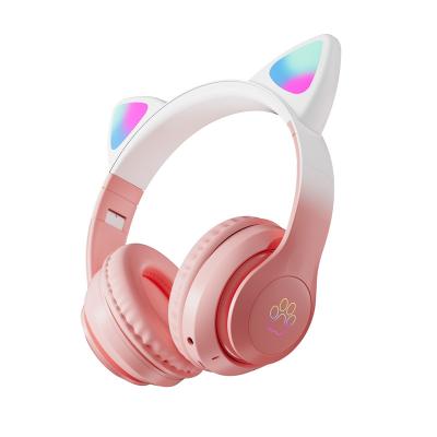 China Fast Charge new model  hot selling led light cat ear bt headset headphone foldable tf card Perfect Sound wireless earpho for sale