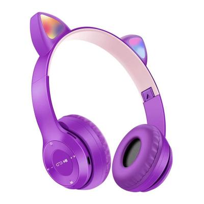 China Fast Charge Hot sale P47 headphone Outdoor sports portable gaming super stereo wireless headband BT cat ear headphones for sale