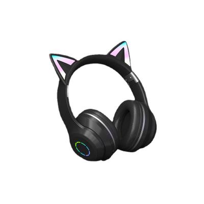 China Fast Charge 2021 Hot Selling Lovely Cute Pink LED Cat Ear Headphones Wireless for Kids Girl foldable tf card stereo wireless earphone  ST8 for sale