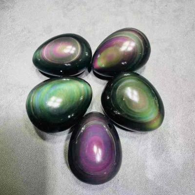 China Wholesale Europe gemstone yoni egg set natural healing rainbow obsidian crystal egg holder crystal healing for sale