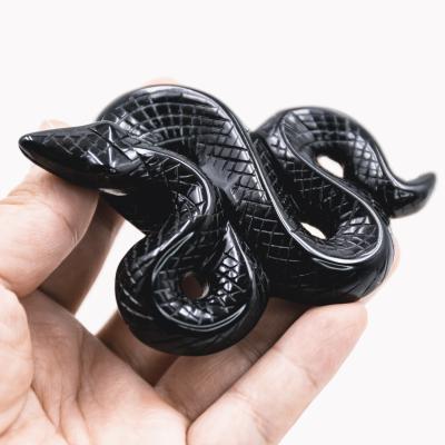 China Wholesale High Quality Natural Animal Obsidian Serpents Reiki Crystal Carving Crystal Crafts From Europe for sale