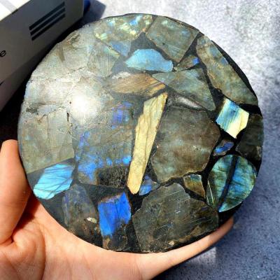 China China Wholesale Natural Healing Quartz Stone Slabs Carve Folk Slice Crafts Healing Rock Crystal Slice Labradorite Slab for sale