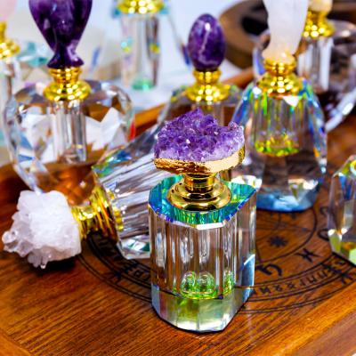 China China Mix Shapes High Quality Glass Perfume Bottle With Natural Crystal Pendant Top Crystal Crafts for sale