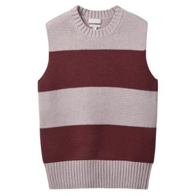 China Wholesale Custom Knitwear Warm Stripes Cotton Knitted Warm Vest Jumper Sweater For Men for sale