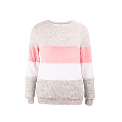 China Fashion Personality Design Breathable Stripe Coral Fleece Sweater For Women Casual for sale