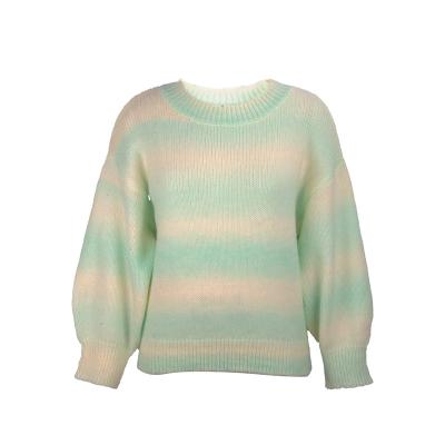 China Autumn/Winter Breathable Fashion Knit Sweater Rainbow Stripe Pullover Loose Crew Neck Style Knit Top for sale