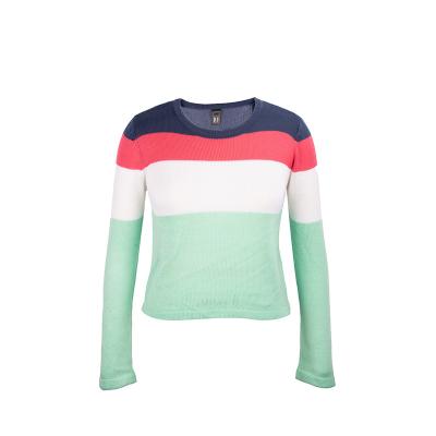 China Breathable Customized Tops For Womens Made 100% Acrylic Half Sleeves With Contrast Colors for sale