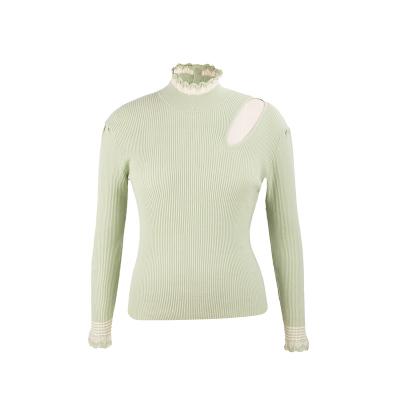 China Fashion Lady Party Tops Ribbed Turtleneck Exquisitely Crafted Breathable Jumper Knitted Top for sale