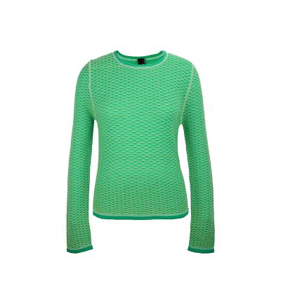 China Breathable 2021 New Design Casual Style Crew Neck Knitted Pattern Top Green T-Shirt for sale